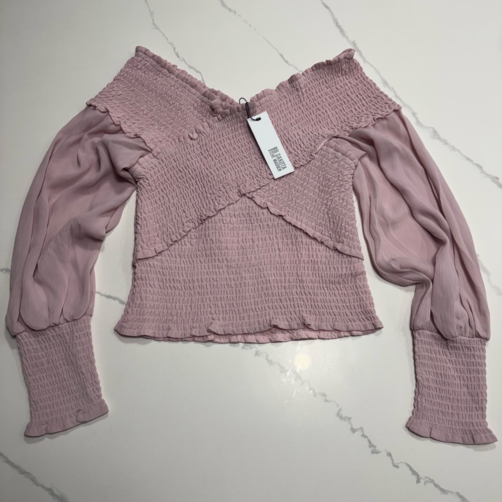BB Dakota by Steve Madden Rose Mauve Smocked Top
